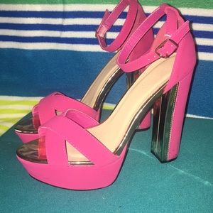 Hot pink high heels